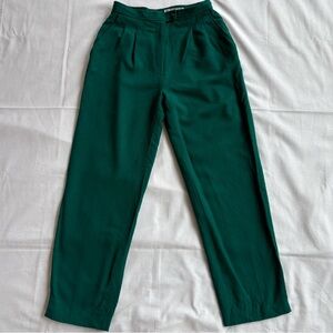 Vintage Bellissima 100% Wool Dark Green High Waisted Straight Leg Trousers Sz 10